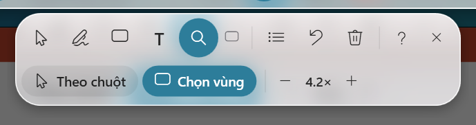 Nhóm công cụ Zoom phóng to màn hình