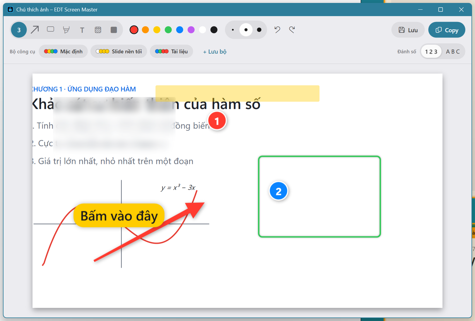 Cửa sổ biên tập chú thích ảnh chụp màn hình